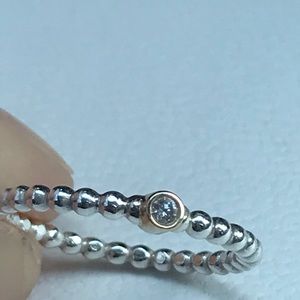 Pandora Eening Star Two-tone 14k w/0.03 diamond